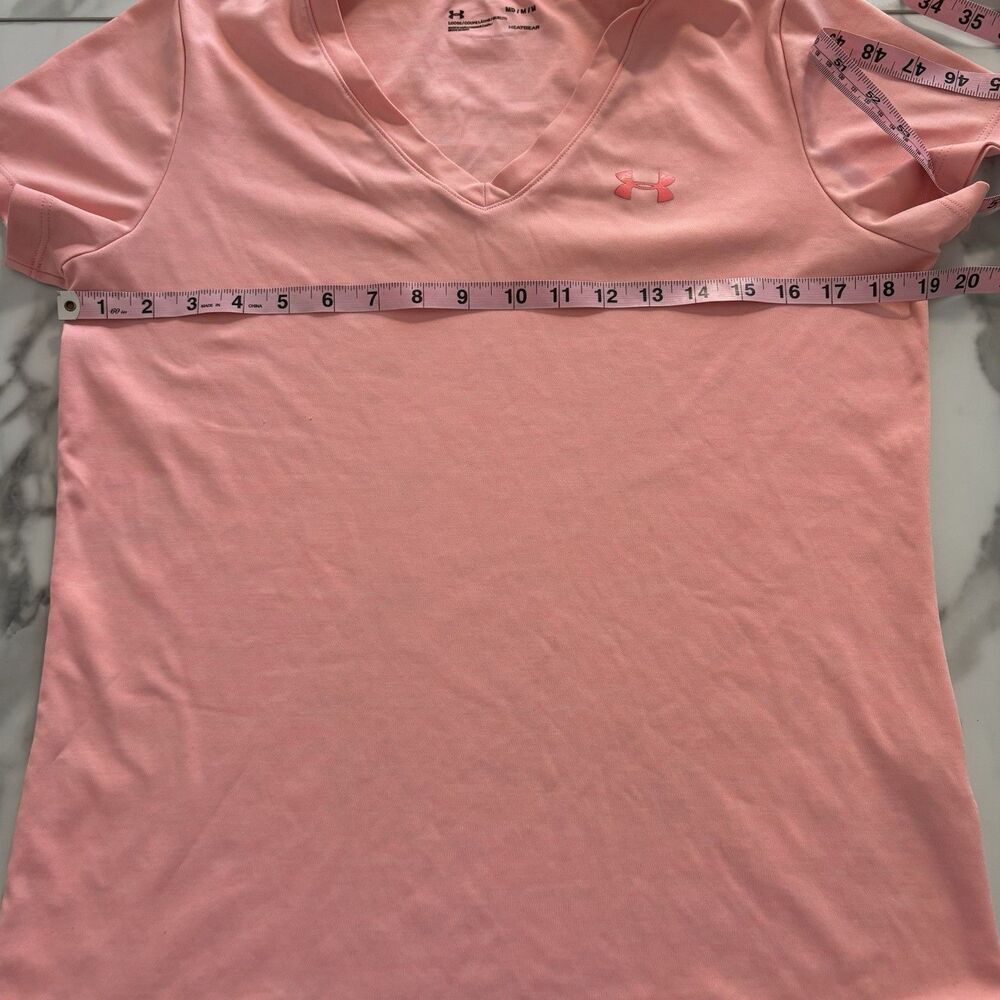 Under Armour Pink Heat Gear Loose Fit V-Neck T-Shirt Women's Size Medium - Picture 4 of 7